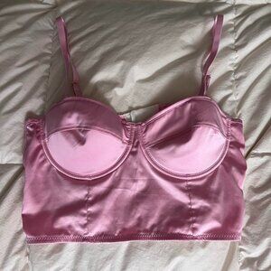Bubblegum Pink Satin Corset Top